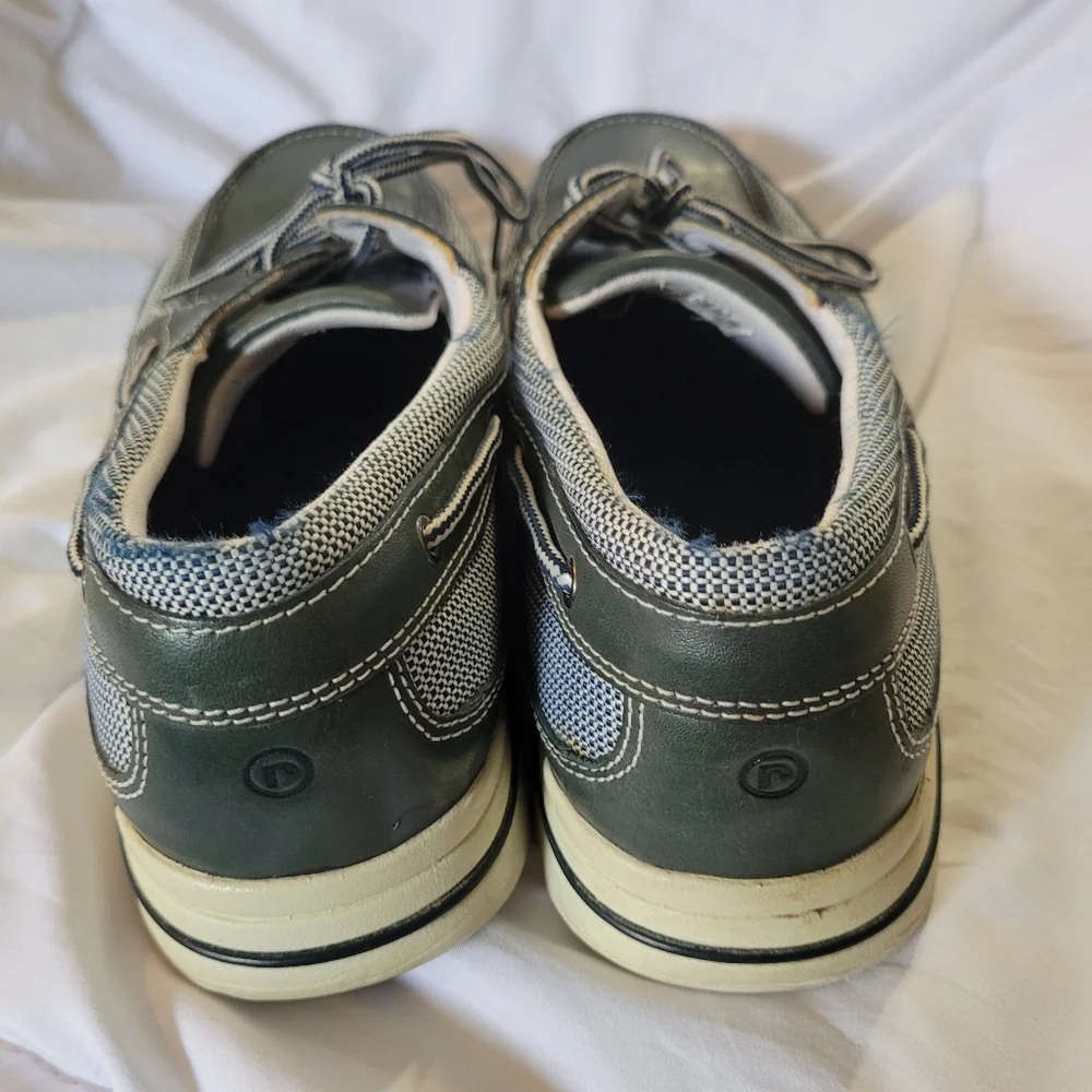 Rockport Men's Olive Green Leather & Gray Trim Boat Shoes 12